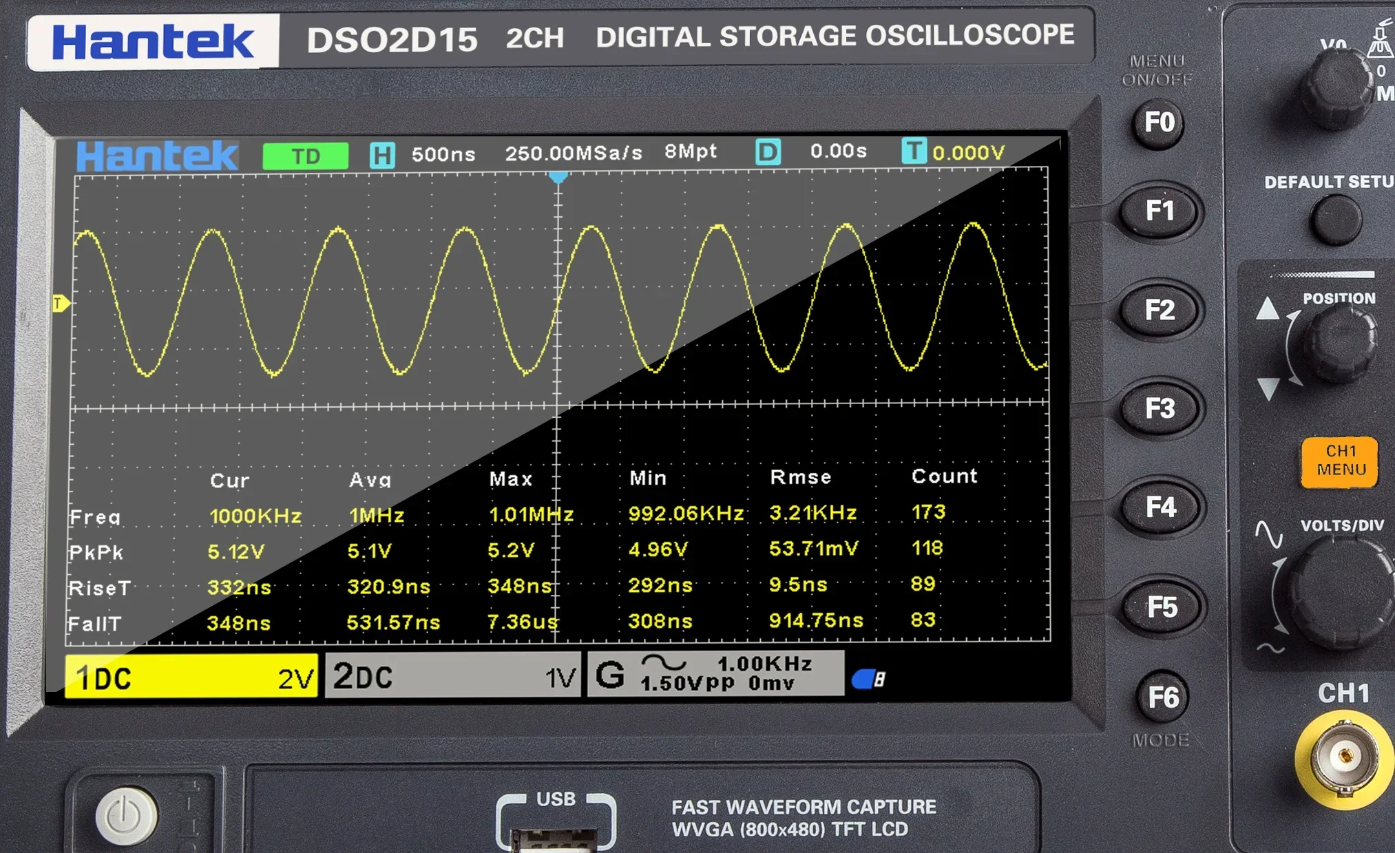 Digital Storage Oscilloscope 100Mhz - Oscilloscope numérique à double canal Hantek